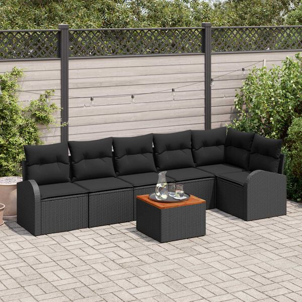 vidaXL Tuin Sofa Set 7 pcs Zwart