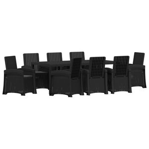 vidaXL Tuin eettafelset 9 st Antracietkleurig PP