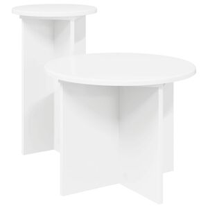 vidaXL Bijzettafelset 2 st Wit &Oslash; 45 x 35 cm Bewerkt hout