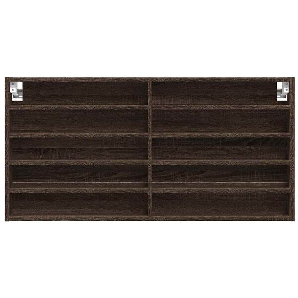 vidaXL Vitrinekast 100x8,5x50 cm bewerkt hout bruin eikenkleurig