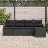 vidaXL Bankstel met kussen met opslag 5 pcs Zwart poly rattan