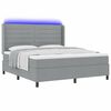 vidaXL LED Box Spring Bed met matras Lichtgrijs 180 x 200 cm Stof
