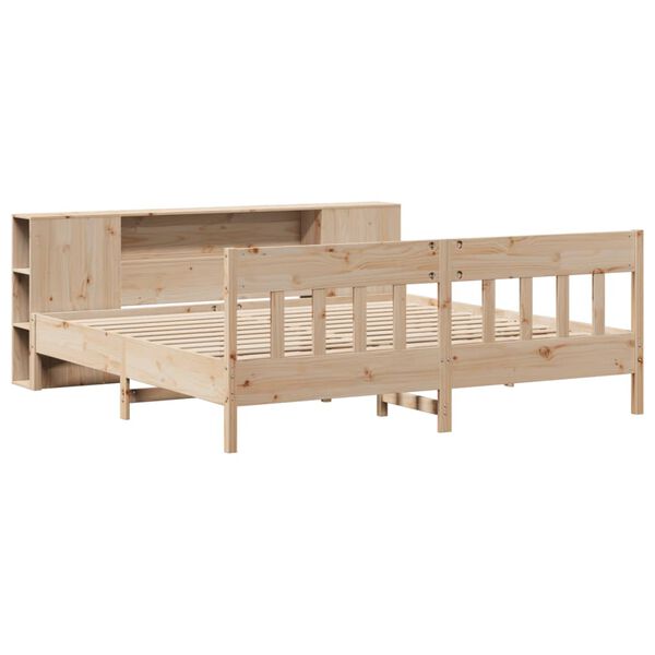 vidaXL Bed met boekenkast zonder matras massief grenenhout 180x200 cm