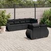 vidaXL 7-delige Loungeset met kussens poly rattan zwart