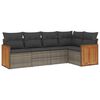 vidaXL 5-delige Loungeset met kussens poly rattan grijs