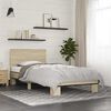 vidaXL Bedframe bewerkt hout en metaal sonoma eikenkleurig 90x190 cm