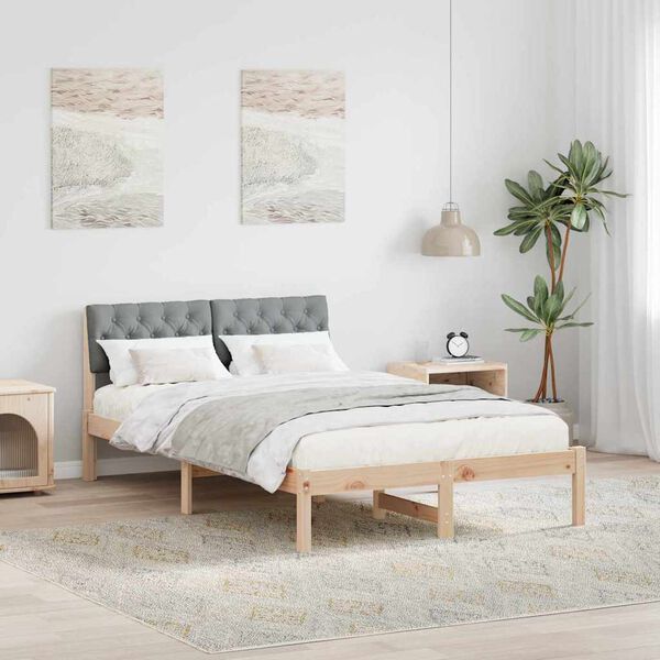 vidaXL Bedframe Bruin en lichtgrijs 120 x 190 cm Massief grenenhout