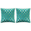 vidaXL Kussens 2 st foliebedrukt 40x40 cm fluweel groen en goudkleurig