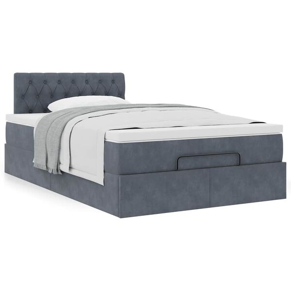 vidaXL Ottoman bed met matras 120x200cm fluweel donkergrijs