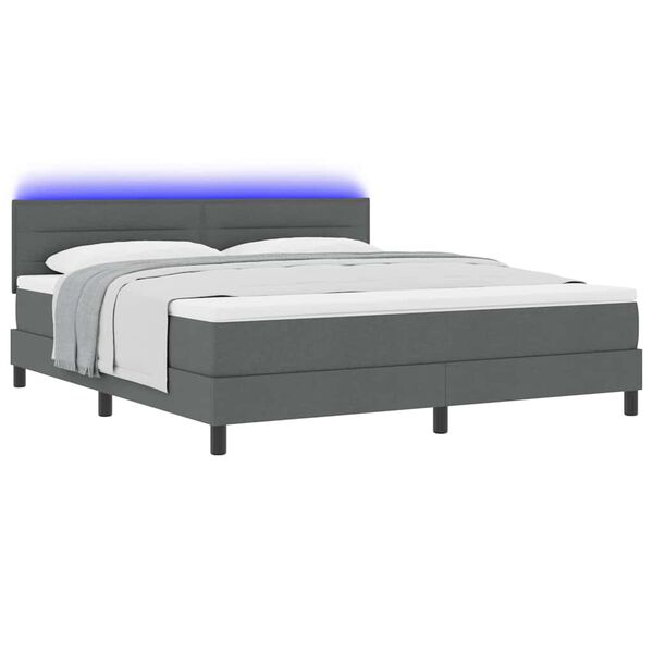 vidaXL Boxspring bed met matras met LED Donkergrijs 180 x 200 cm Stof