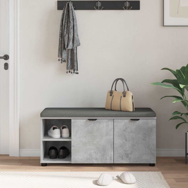 vidaXL Halbank met kussen Effen Beton Grijs 100 x 38 x 46 cm