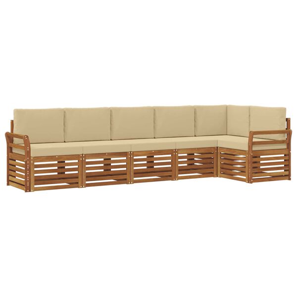 vidaXL Sofa-Sets 6 pcs Natuurlijk en Beige Massief Acaciahout
