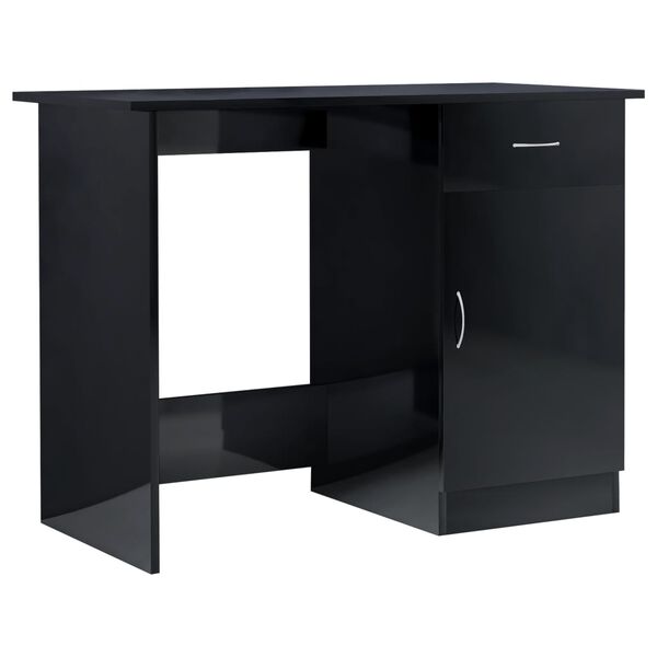 vidaXL Bureau 100x50x76 cm bewerkt hout hoogglans zwart