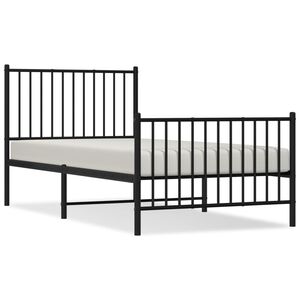 vidaXL Bedframe met hoofd- en voeteneinde metaal zwart 90x190 cm