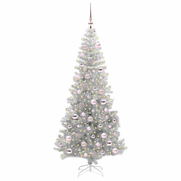 vidaXL Kerstboom met 300 LED met standaard Zilver 180 cm PET