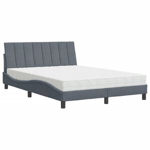 vidaXL Bed met matras "Hanko" fluweel donkergrijs 140x200 cm