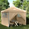 vidaXL Partytent inklapbaar pop-up met 4 zijwanden beige