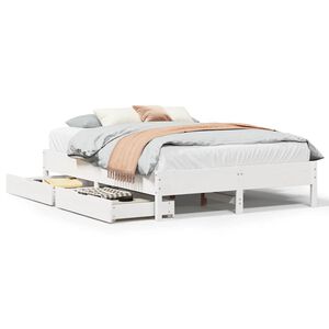 vidaXL Bedframe zonder matras massief grenenhout wit 140x200 cm