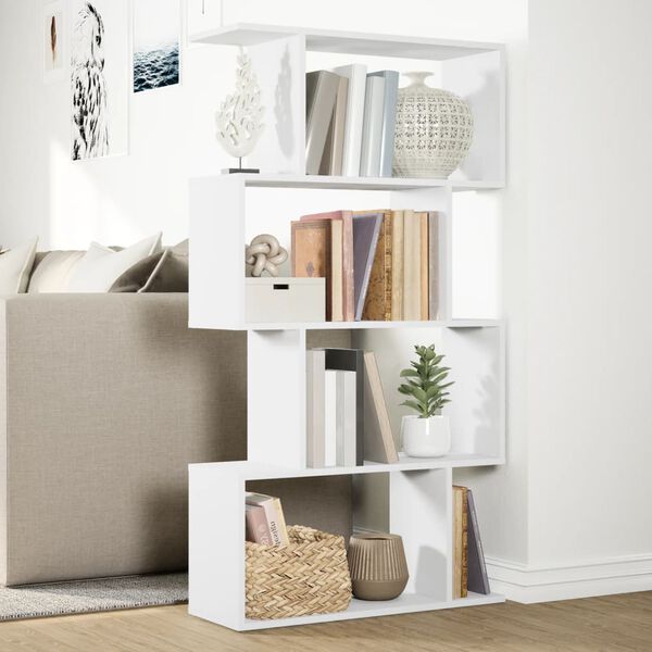 vidaXL Kamerverdeler Boekenkast 4-laags Wit 70x24x129 cm Bewerkt Hout