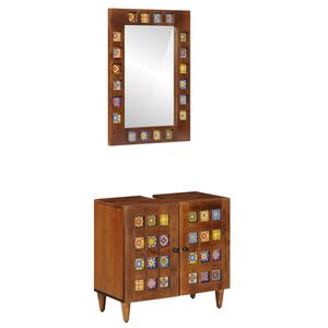 vidaXL Badkamermeubelset 2 pcs Walnotenhout Massief Mango Hout