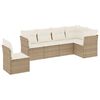 vidaXL 6-delige Loungeset met kussens poly rattan beige