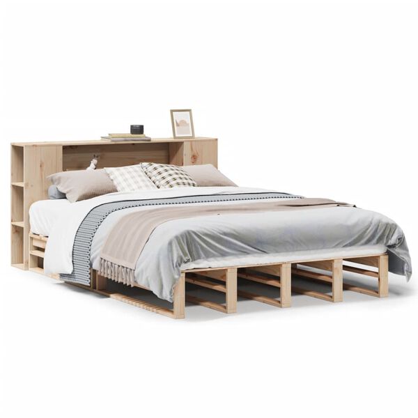 vidaXL Bed met boekenkast zonder matras massief hout 140x200 cm