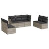vidaXL 7-delige Loungeset met kussens poly rattan lichtgrijs