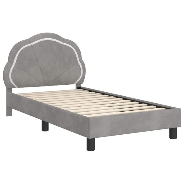 vidaXL Bedframe voor kinderen met hoofdbord Lichtgrijs 80 x 160 cm