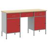 vidaXL Werk kast met lade met slot 3 pcs Rood Engineered hout en staal