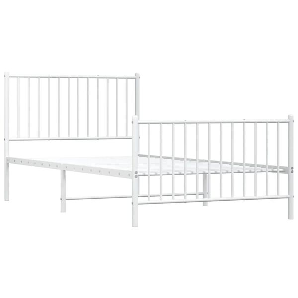 vidaXL Bedframe met hoofd- en voeteneinde metaal wit 100x200 cm