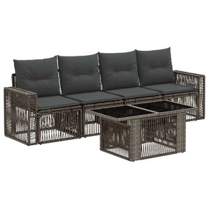 vidaXL Tuinbankenset 5 st Grijs en Donkergrijs poly rattan