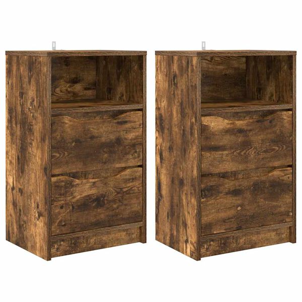 vidaXL Nachtkastjes 2 pcs Gerookt eiken 40 x 30 x 467 cm Bewerkt hout
