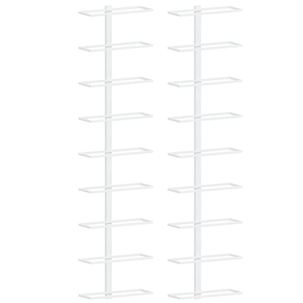 vidaXL Wijnrekken 2 st wandmontage voor 9 flessen ijzer wit