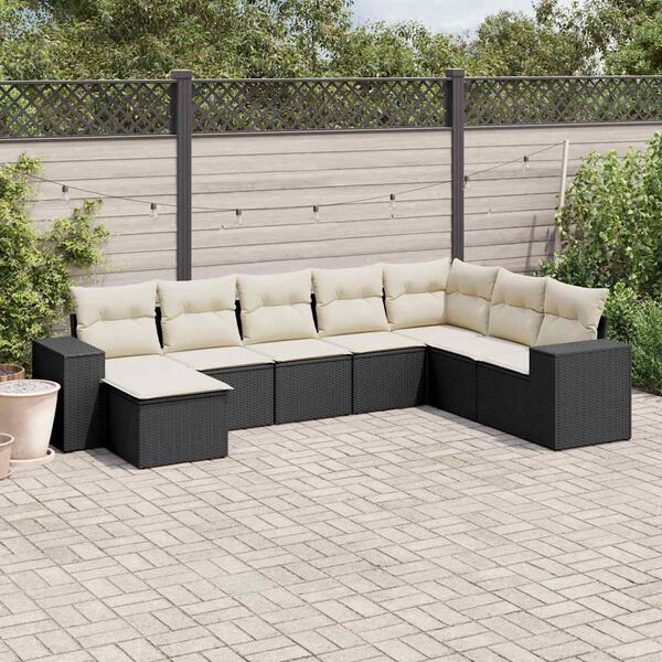vidaXL 8-delige Loungeset met kussens poly rattan zwart