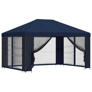 vidaXL Tuin Gazebo met Zijwanden 4 &times; 3 m Blauw Polyester en staal