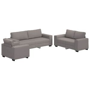 vidaXL 3-delige Loungeset met kussens stof taupe