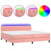 vidaXL Boxspring met matras en LED fluweel roze 200x200 cm