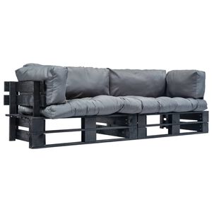 vidaXL 2-delige Tuinbankenset pallet met grijze kussens grenenhout