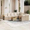 vidaXL 10-delige Loungeset met kussens poly rattan beige