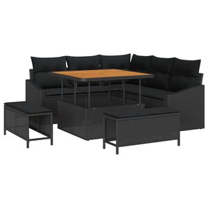 vidaXL Tuinbankenset 8 st 7-Aantal zitplaatsen Zwart Poly riet
