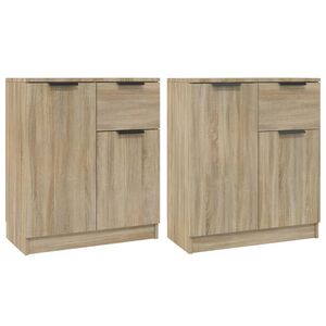 vidaXL Dressoirs 2 st 60x30x70 cm bewerkt hout sonoma eikenkleurig