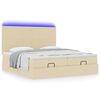 vidaXL Ottoman bed met matrassen en LED's 200x200cm stof cr&egrave;mekleurig