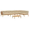 vidaXL 5-delige Loungeset pallet met kussens massief acaciahout