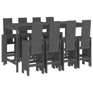 vidaXL 9-delige Tuinbarset massief grenenhout grijs