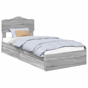 vidaXL Opslag bed met hoofdeinde Grijs Sonoma 70 x 190 cm Bewerkt hout