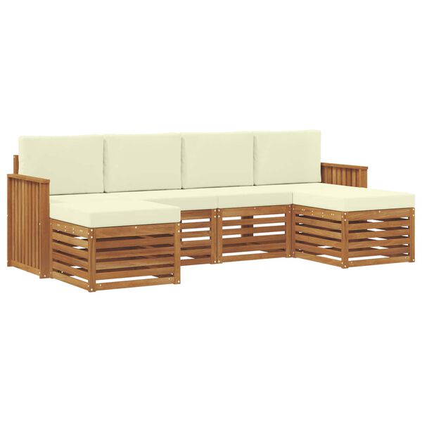 vidaXL Sofa-Sets 6 pcs Natuurlijk en Cr&egrave;me Massief Acaciahout