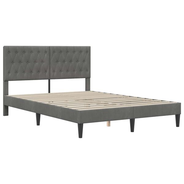 vidaXL Bedframe met matras Donkergrijs 120 x 190 cm Fluweel