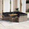 vidaXL 9-delige Loungeset met kussens poly rattan grijs