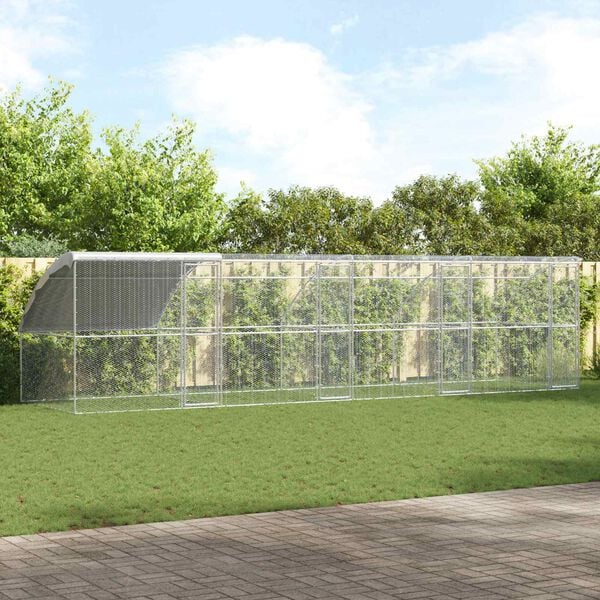 vidaXL Kippenhok 4 pcs Zilver 800 x 200 x 200 cm Staal en PE