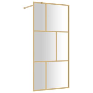 vidaXL Inloopdouchewand transparant 80x195 cm ESG-glas goudkleurig